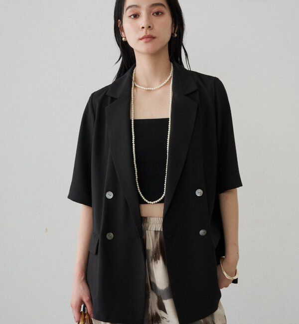  「ハーフスリーブジャケット」|テーラードジャケット|ブラック