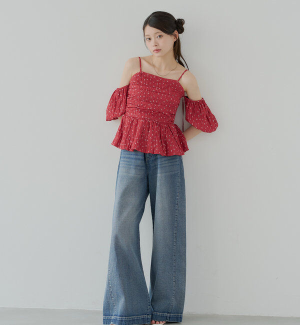  「袖取り外しフラワーペプラムブラウス」|シャツ・ブラウス|