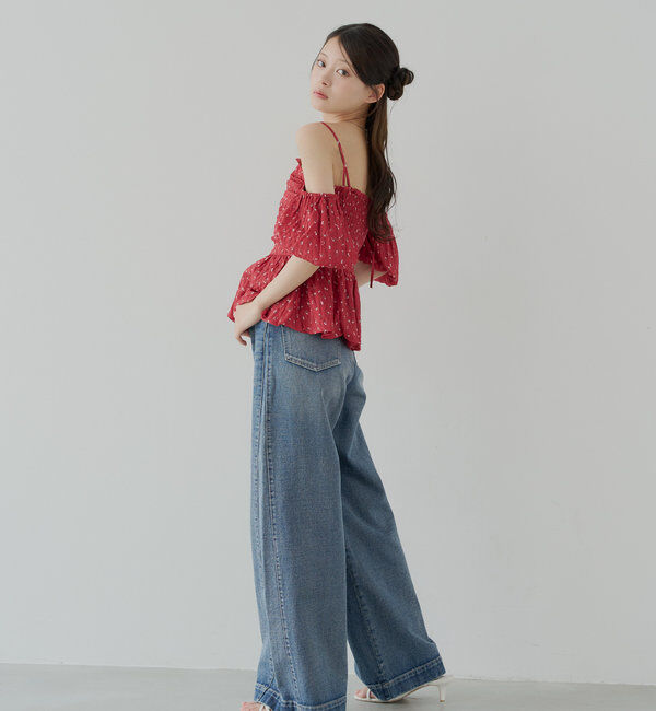  「袖取り外しフラワーペプラムブラウス」|シャツ・ブラウス|