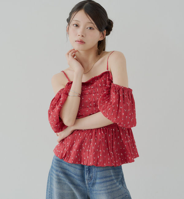  「袖取り外しフラワーペプラムブラウス」|シャツ・ブラウス|