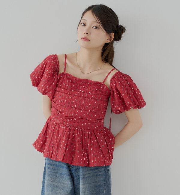  「袖取り外しフラワーペプラムブラウス」|シャツ・ブラウス|