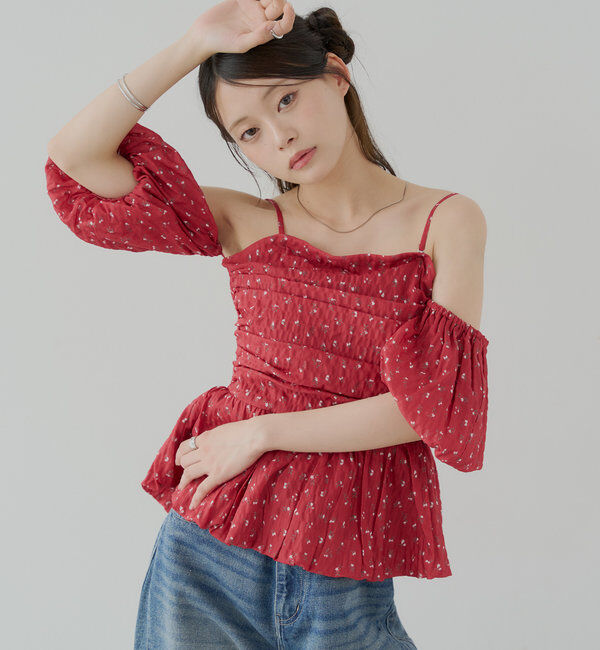  「袖取り外しフラワーペプラムブラウス」|シャツ・ブラウス|