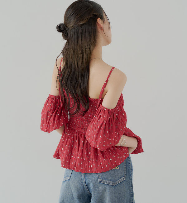  「袖取り外しフラワーペプラムブラウス」|シャツ・ブラウス|