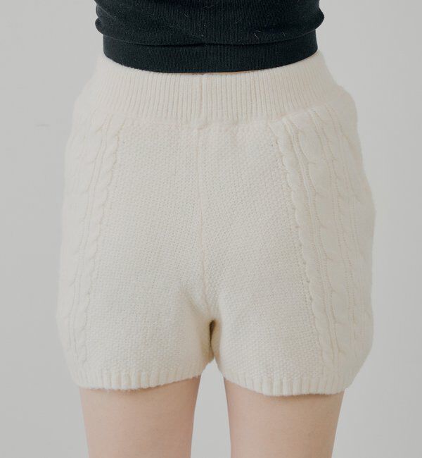  「【セットアップ対応】ケーブルショートニットパンツ」|チノ|