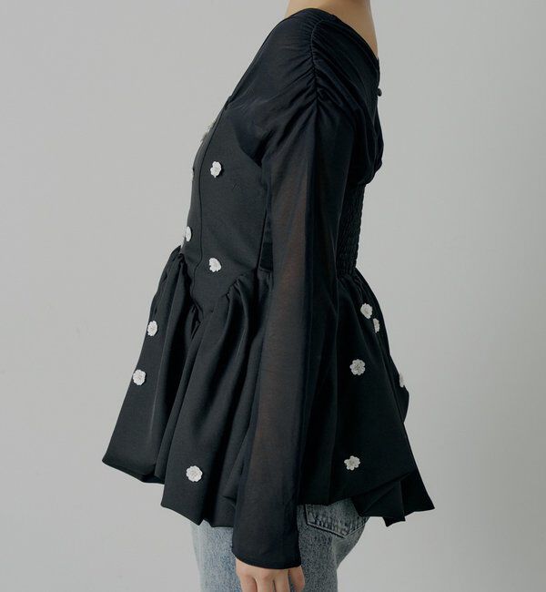  「【SALON by Chico】ドッキングバルーンペプラムフラワーブラウス」|シャツ・ブラウス|