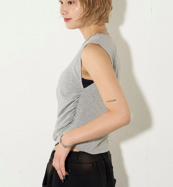  「【5色展開】マルチウェイギャザーオフショルノースリーブ」|キャミソール|