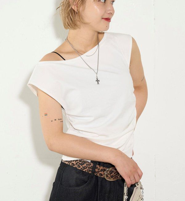  「【5色展開】マルチウェイギャザーオフショルノースリーブ」|キャミソール|