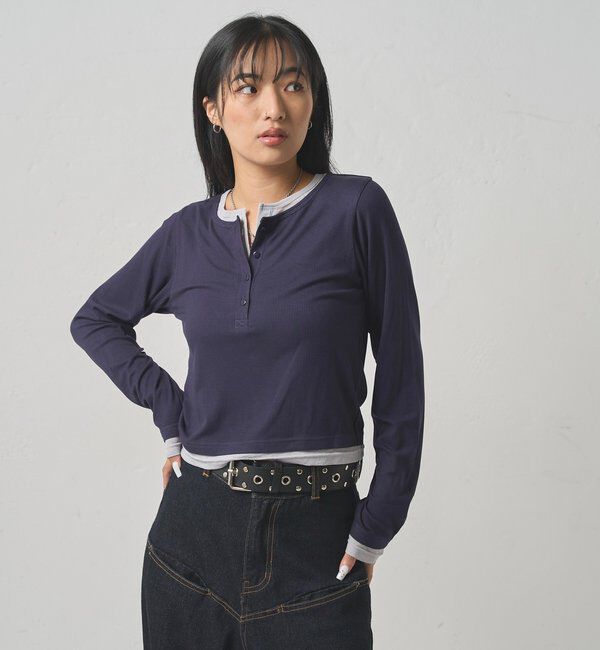  「レイヤードヘンリートップス」|Tシャツ・カットソー|