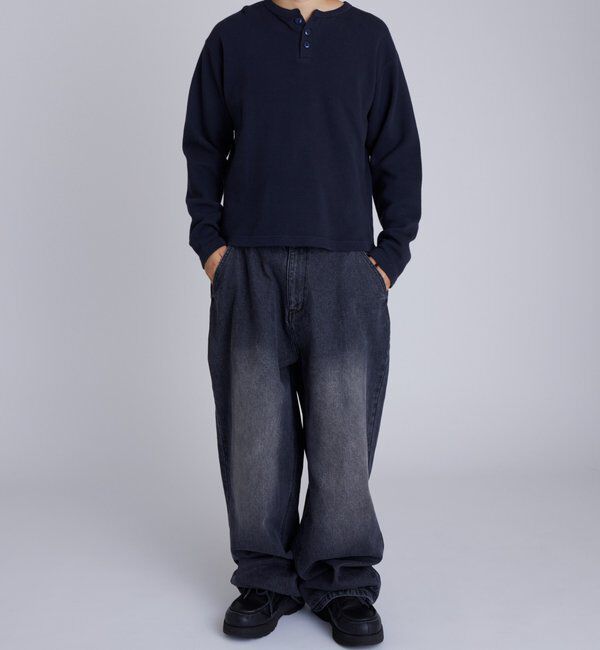  「【UNISEX】Sourcreamワッフルヘンリーネックトップス」|Tシャツ・カットソー|