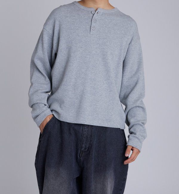  「【UNISEX】Sourcreamワッフルヘンリーネックトップス」|Tシャツ・カットソー|