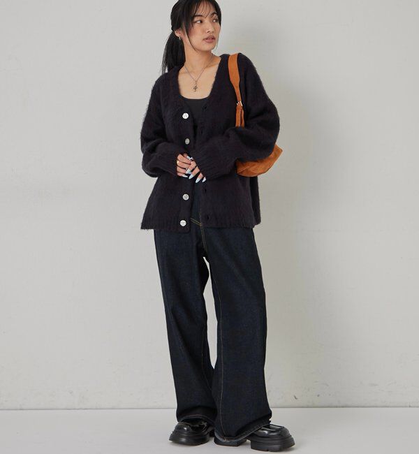  「KOOKYNモヘアライクカーディガン(無地/カモ柄)」|カーディガン|