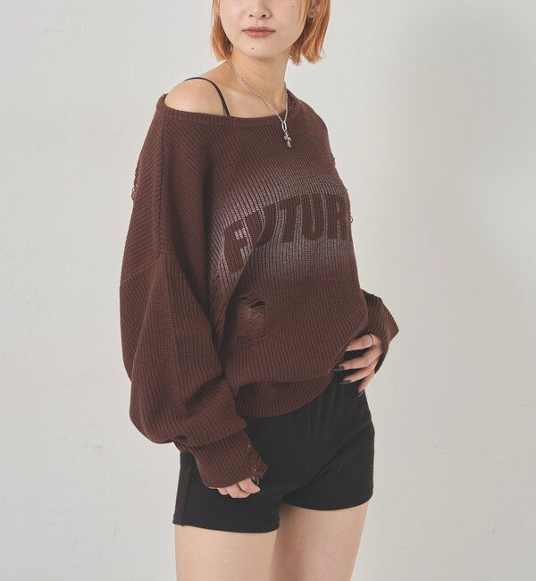  「DISTRESSED SPRAY LOGO KNIT/ダメージスプレーロゴニット」|ニット・セーター|