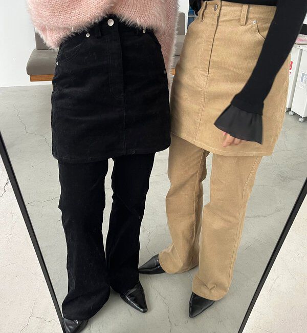  「【新色/レイヤード対応】コーデュロイ台形スカート」|スカート|