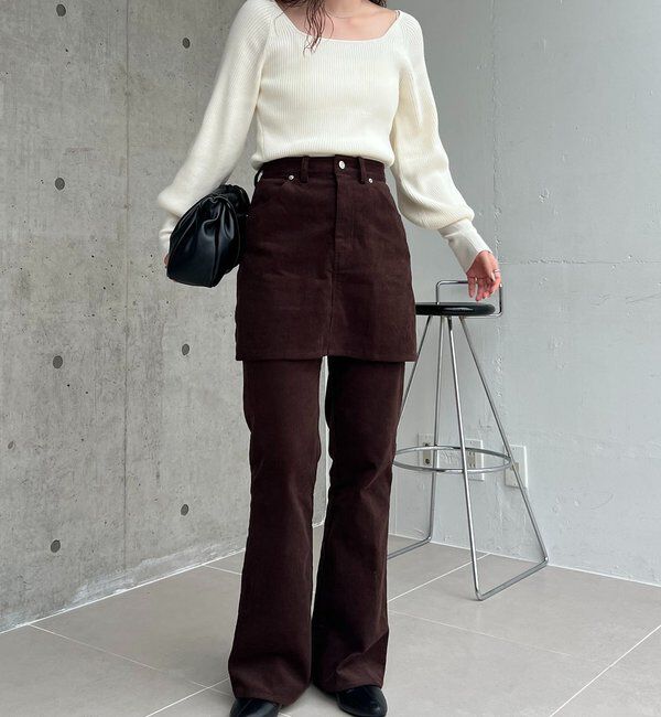  「【新色/レイヤード対応】コーデュロイ台形スカート」|スカート|