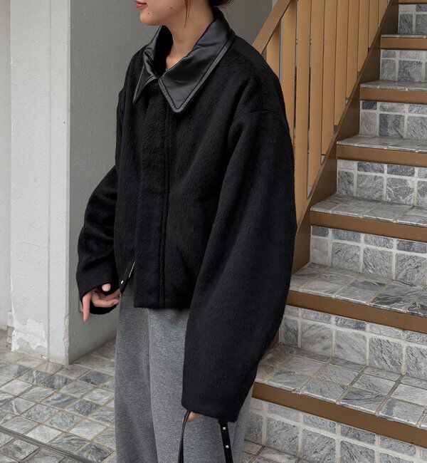  「【2WAYで着用可能】スタンドウールショートコート」|その他|