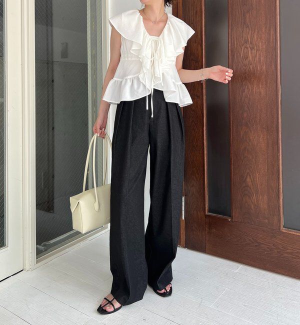  「【新色ピンク】フリルカラーブラウス」|シャツ・ブラウス|