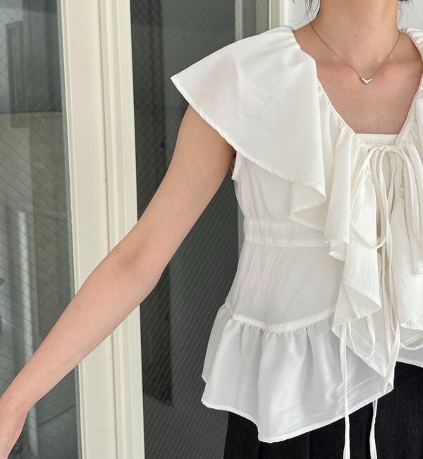  「【新色ピンク】フリルカラーブラウス」|シャツ・ブラウス|