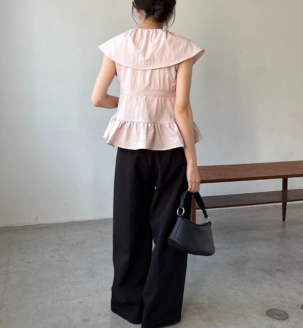  「【新色ピンク】フリルカラーブラウス」|シャツ・ブラウス|