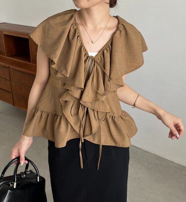  「【新色ピンク】フリルカラーブラウス」|シャツ・ブラウス|キャメル