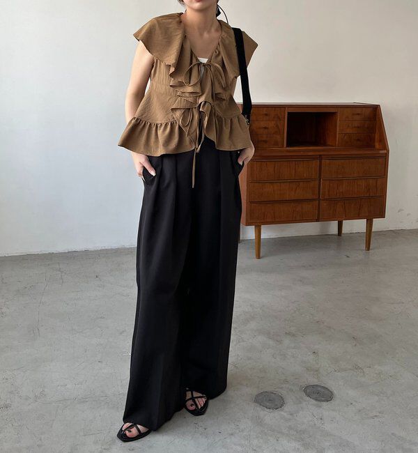  「【新色ピンク】フリルカラーブラウス」|シャツ・ブラウス|