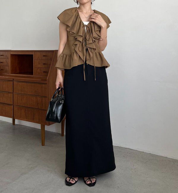  「【新色ピンク】フリルカラーブラウス」|シャツ・ブラウス|