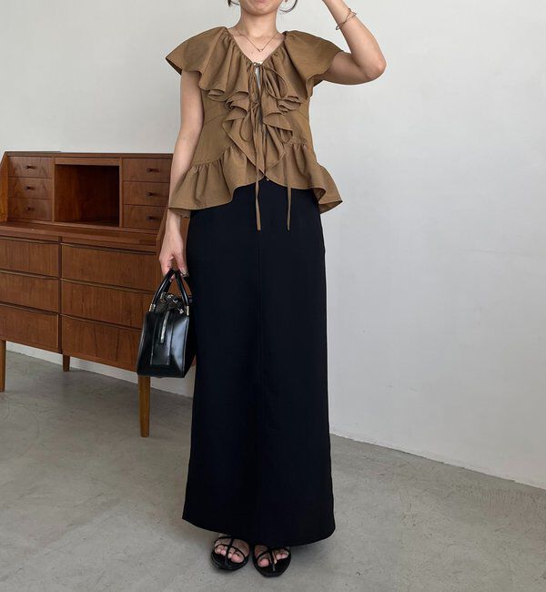  「【新色ピンク】フリルカラーブラウス」|シャツ・ブラウス|