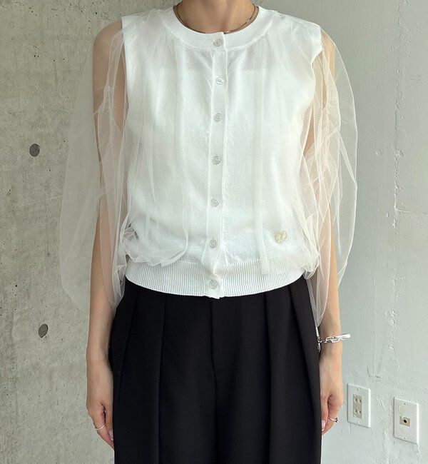  「【二の腕カバー◎】〈C.L〉チュールレイヤードノースリニット」|ニット・セーター|