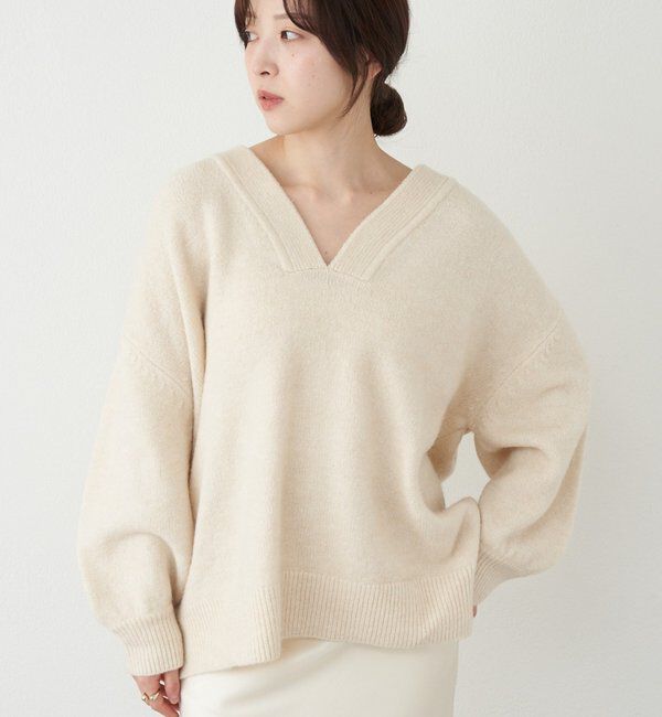  「【@kanako_ikiコラボカラー】【全骨格キレイ見え】ウェーブネックニット」|ニット・セーター|アイボリー