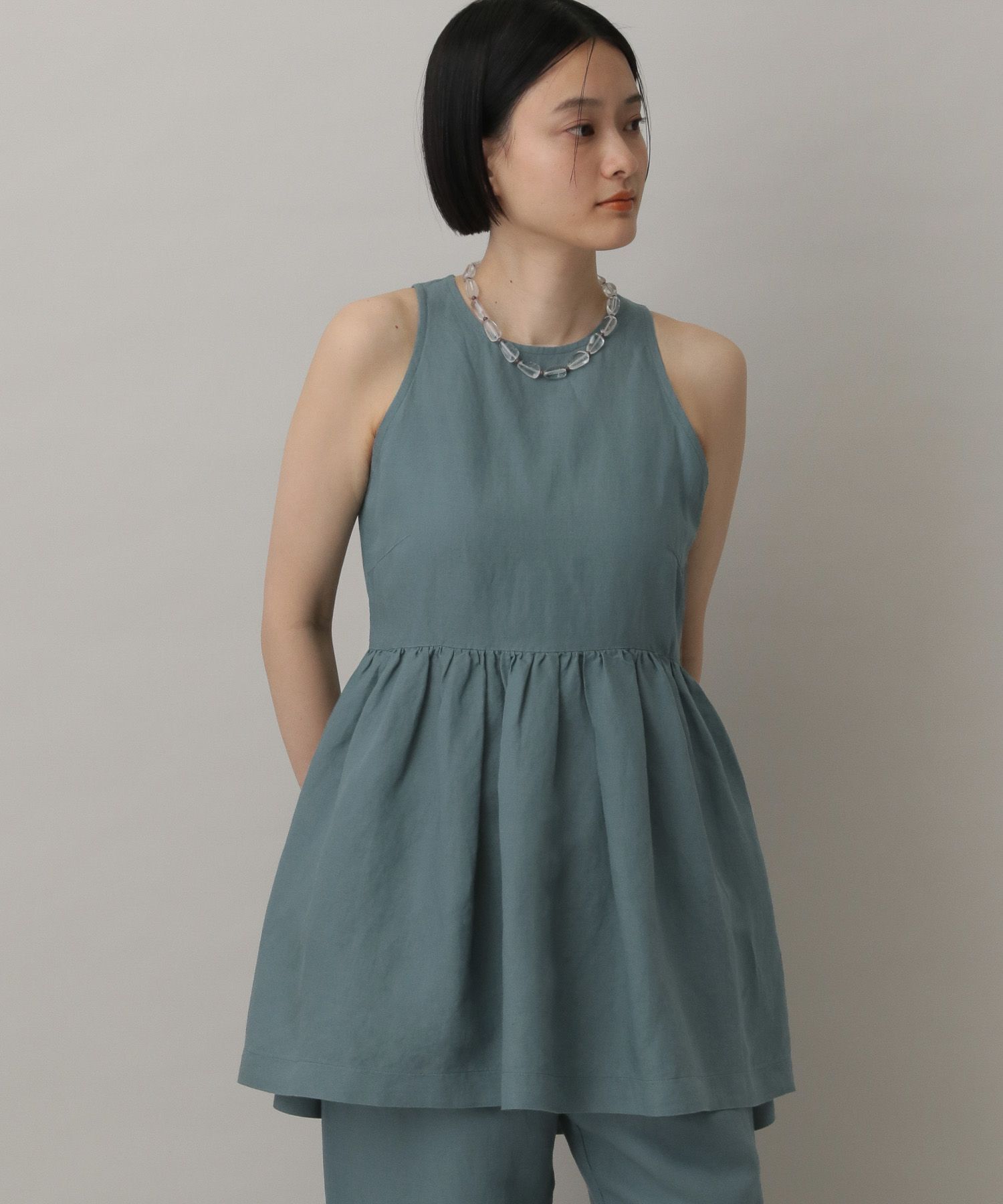 A part by 「レーヨンリネンノースリーブチュニック」|シャツ・ブラウス|グリーン