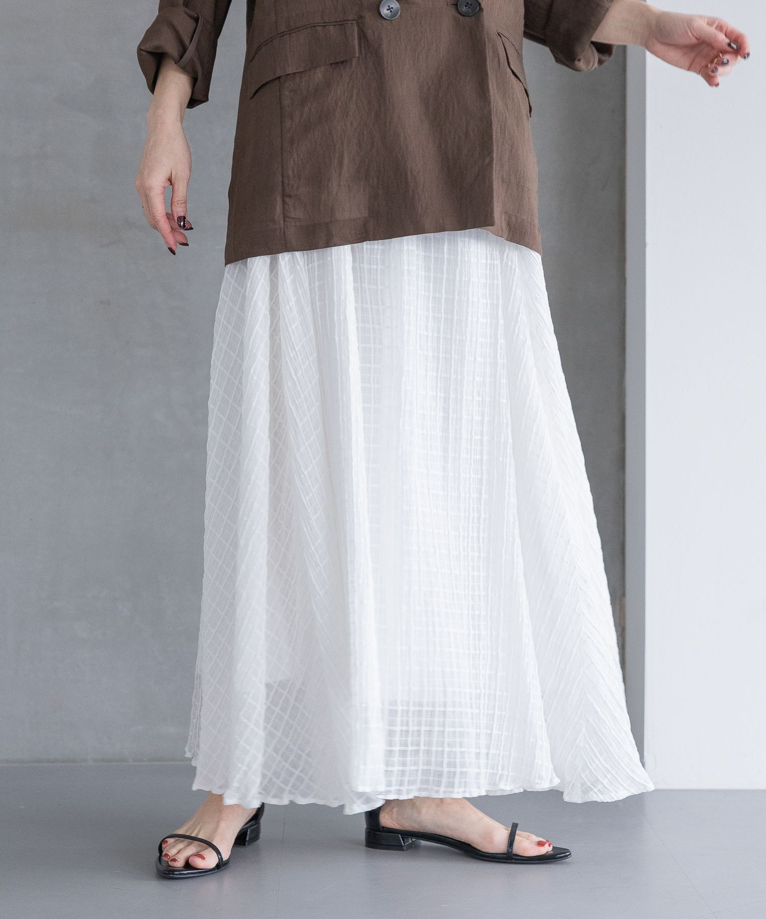 A part by 「【Sサイズ展開】シアーチェックフレアースカート」|スカート|