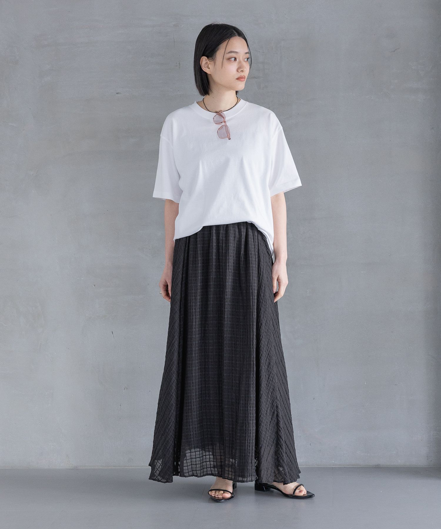 A part by 「【Sサイズ展開】シアーチェックフレアースカート」|スカート|