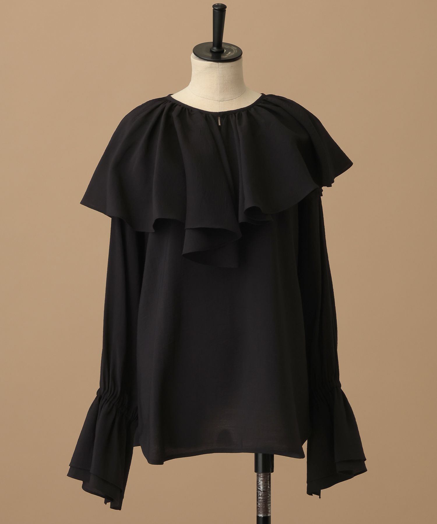  「【セレモニー】Ｃ＊アシメフリルブラウス」|シャツ・ブラウス|ブラック