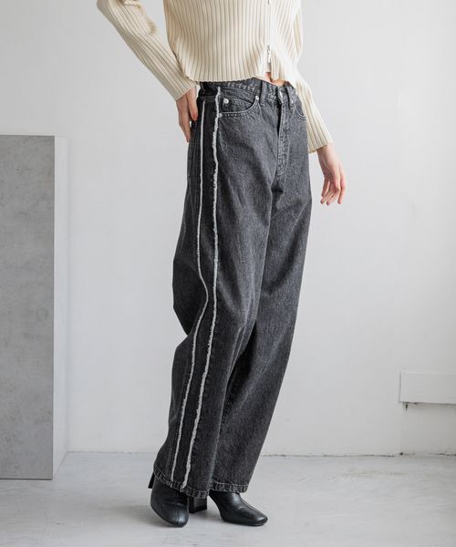 LOWRYS FARM「ＣＯＮＥ／ワイドストレートパンツ」|デニム|