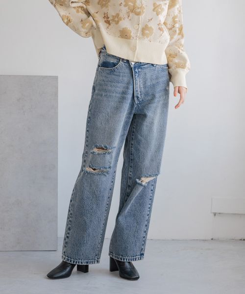 LOWRYS FARM「ＣＯＮＥ／ワイドストレートパンツ」|デニム|