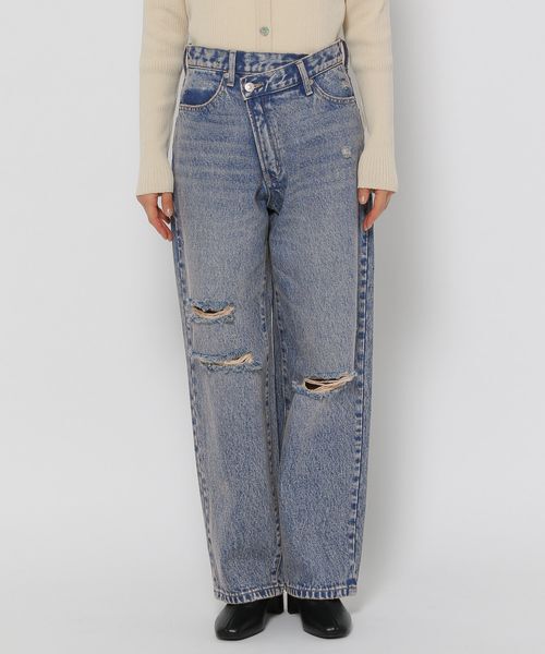 LOWRYS FARM「ＣＯＮＥ／ワイドストレートパンツ」|デニム|