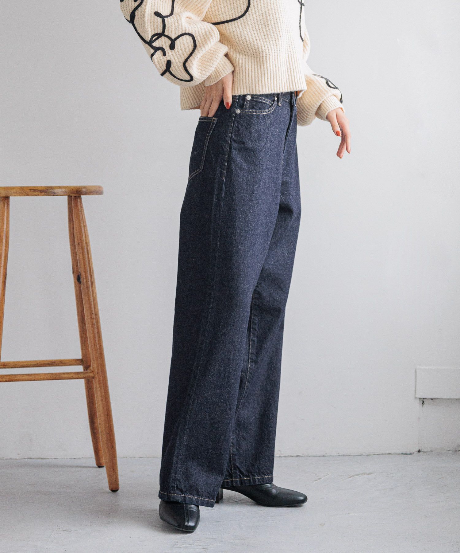 LOWRYS FARM「ＣＯＮＥ／ワイドストレートパンツ」|デニム|