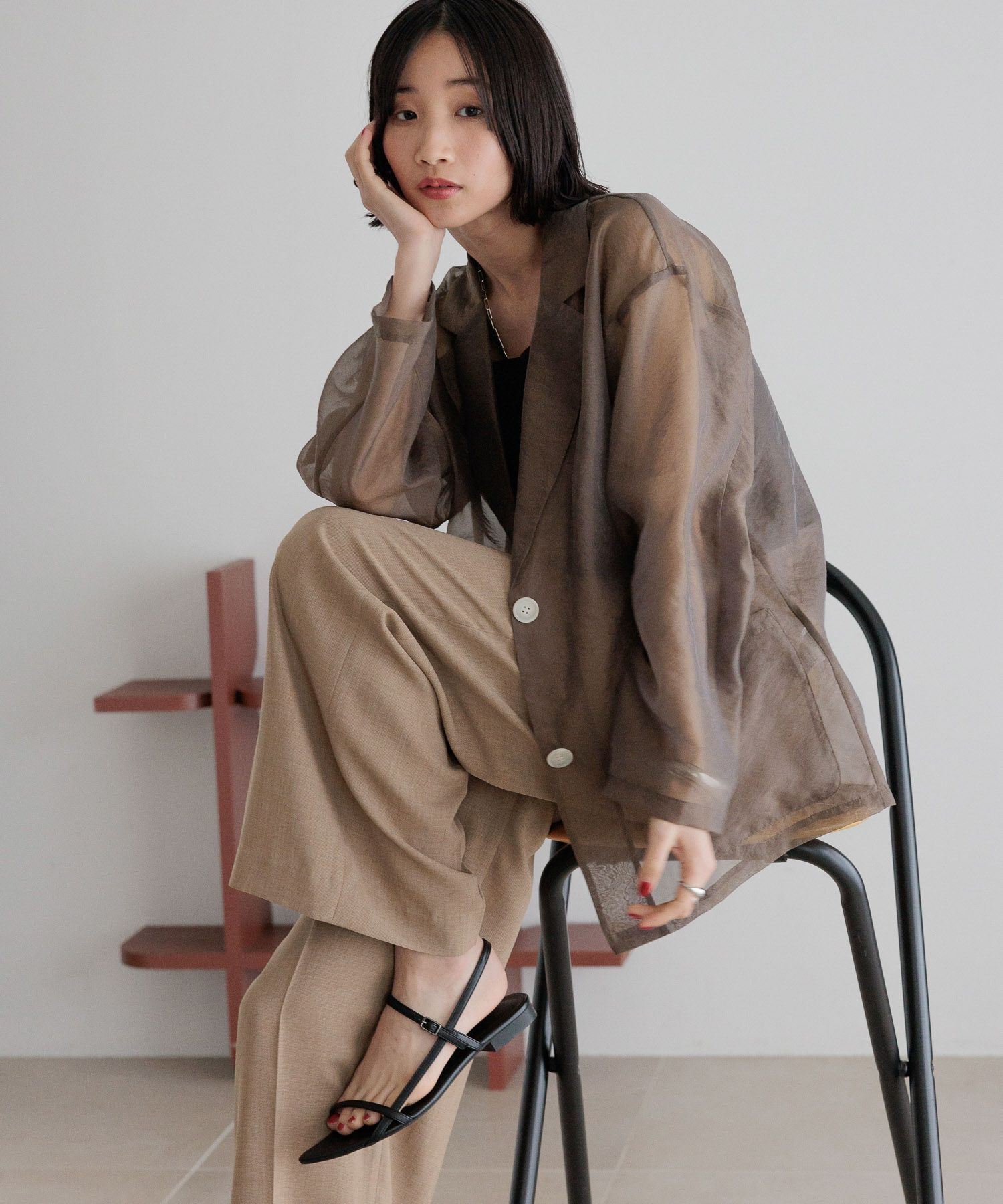 LOWRYS FARM「バスケットワイドパンツ」|チノ|