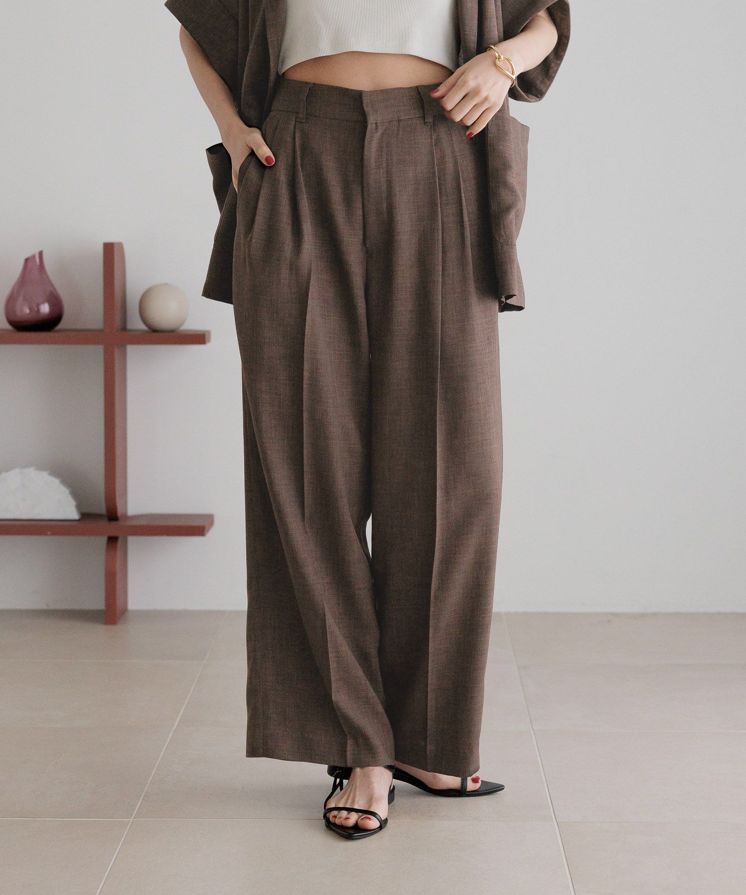 LOWRYS FARM「バスケットワイドパンツ」|チノ|