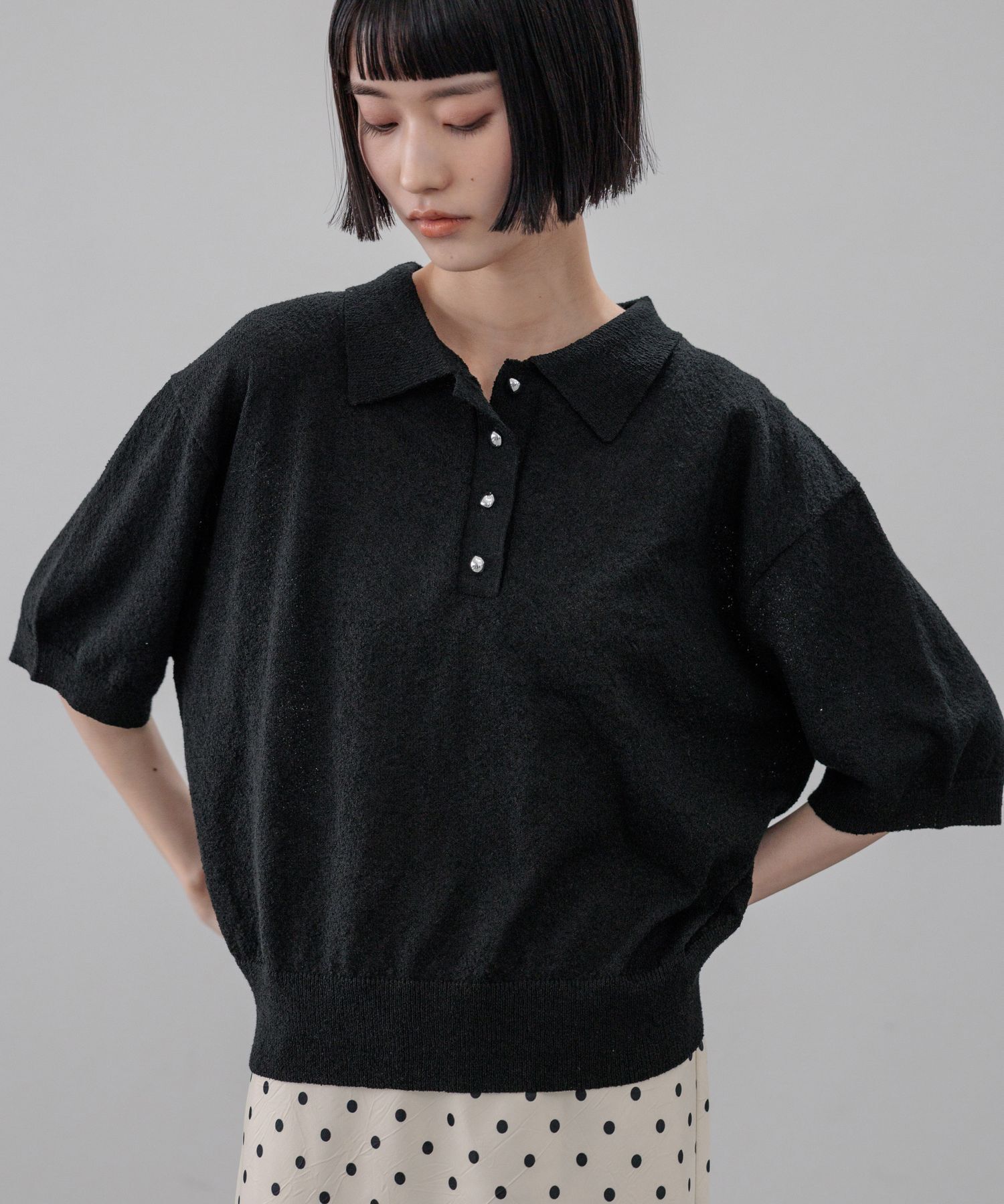 LOWRYS FARM「ブークレニットポロＳＳ」|ポロシャツ|BLK