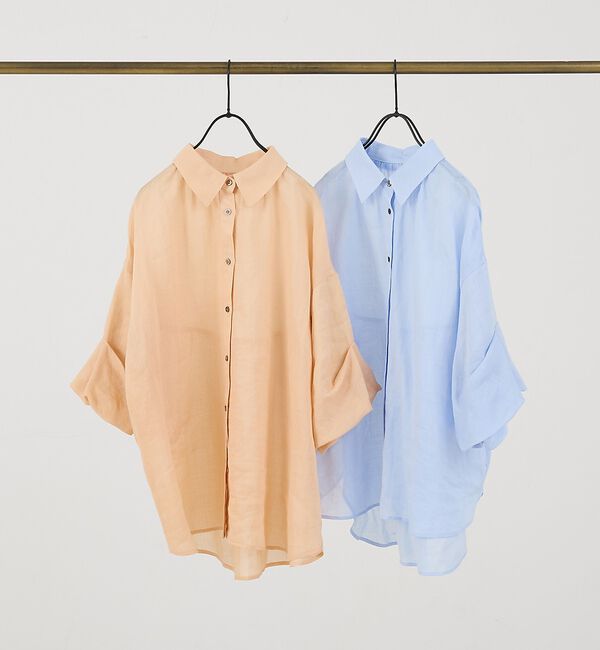 collex「ギャザー&タック半袖リネンブラウス」|シャツ・ブラウス|