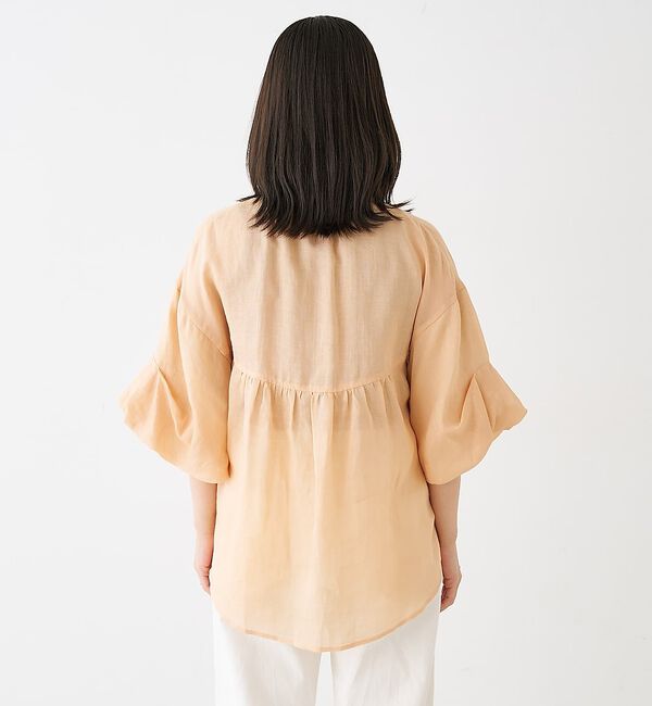 collex「ギャザー&タック半袖リネンブラウス」|シャツ・ブラウス|