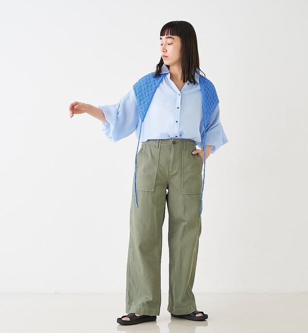 collex「ギャザー&タック半袖リネンブラウス」|シャツ・ブラウス|