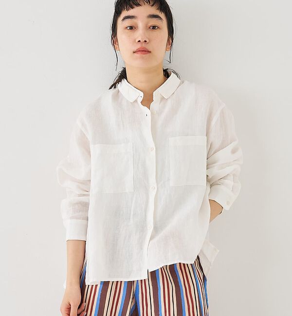 collex「ダブルカラー リネンシャツ」|シャツ・ブラウス|ホワイト