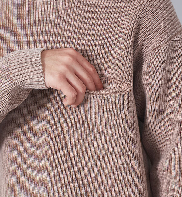 ABAHOUSE「畦編みフェードカラー コットン プルオーバー クルーネックニット」|ニット・セーター|