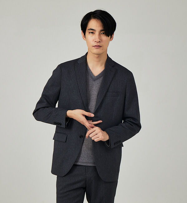 ABAHOUSE「【セットアップ対応/FLEX JACKET】クラシック ヘリンボーン ジャケット」|テーラードジャケット|チャコールグレー