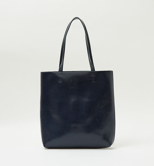 ABAHOUSE「スプリットレザー縦型トートバッグ」|トートバッグ|ネイビー