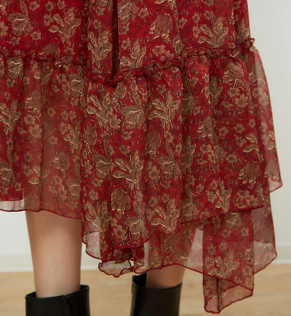 Rouge vif「フラワープリントラッフルスカート」|スカート|