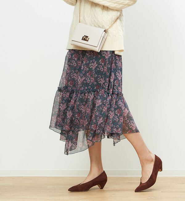 Rouge vif「フラワープリントラッフルスカート」|スカート|パープル