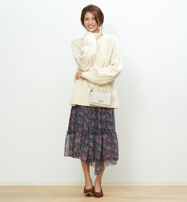 Rouge vif「フラワープリントラッフルスカート」|スカート|