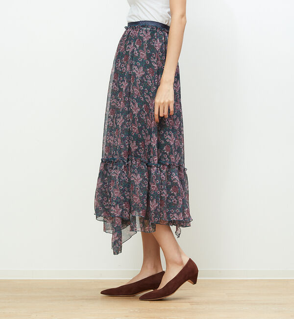 Rouge vif「フラワープリントラッフルスカート」|スカート|